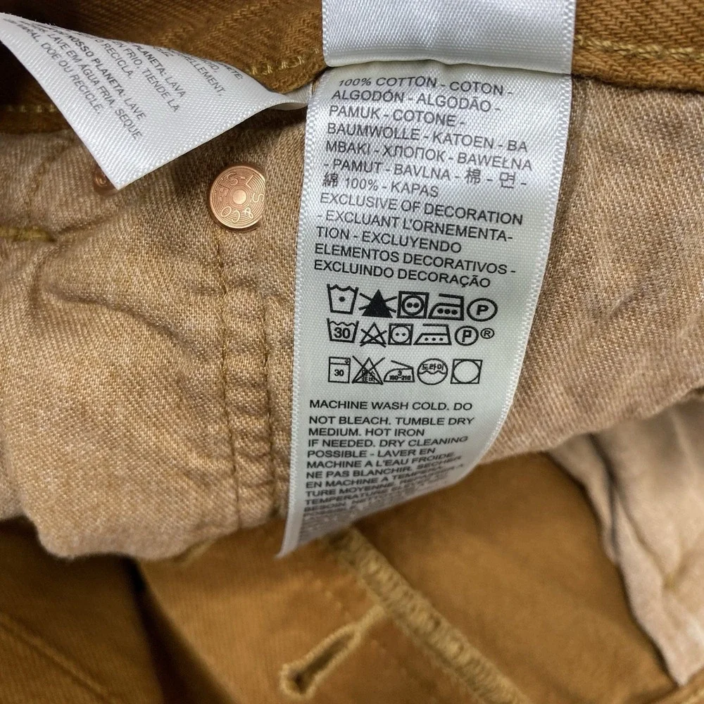 Levi's 501 Original Men's Jeans 34X34 Straight Leg Button Fly Mustard Brown